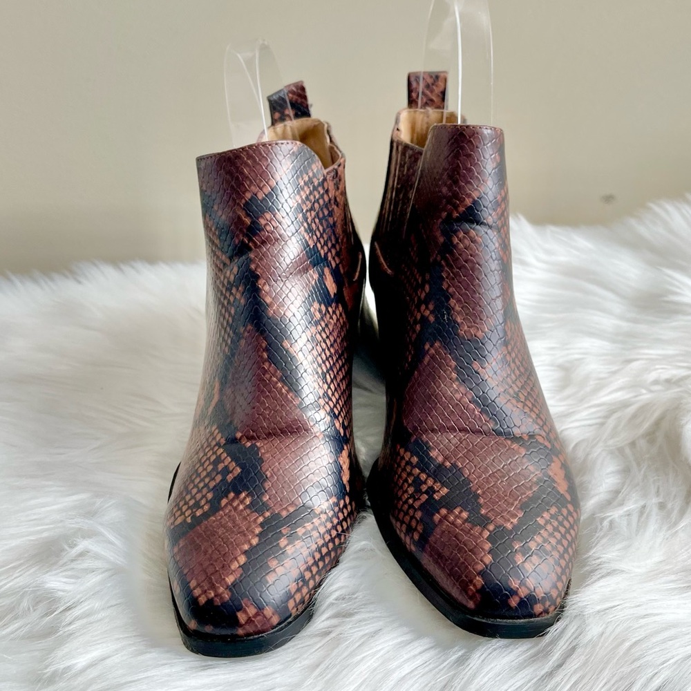 New Directions Edie Snakeskin Ankle Western Boots